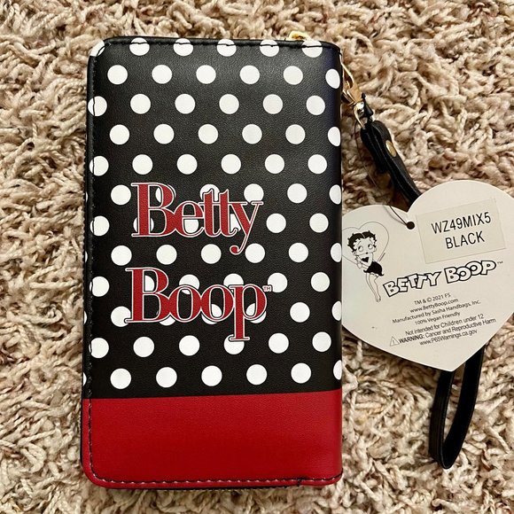 Betty Boop Women’s Polka Dots Long Zip Around Wallet (New) - Picture 2 of 5